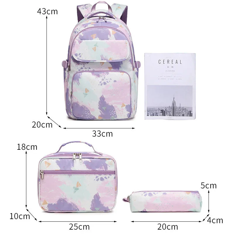 Printed Backpack Set For School Kids Teen Backpacks & Lunch Box Sets