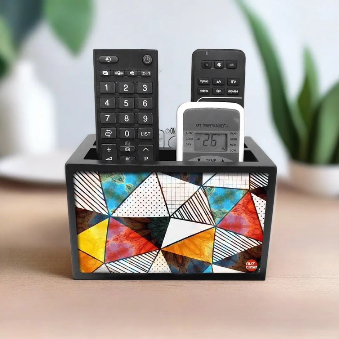 Remote Control Caddy Organizer for TV/AC Remotes -  Colorful Triangle