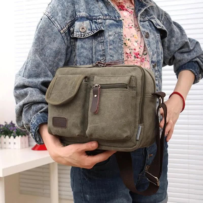 Retro Men's Canvas Messnger Bag Casual Satchel Crossbody Shoulder Purse