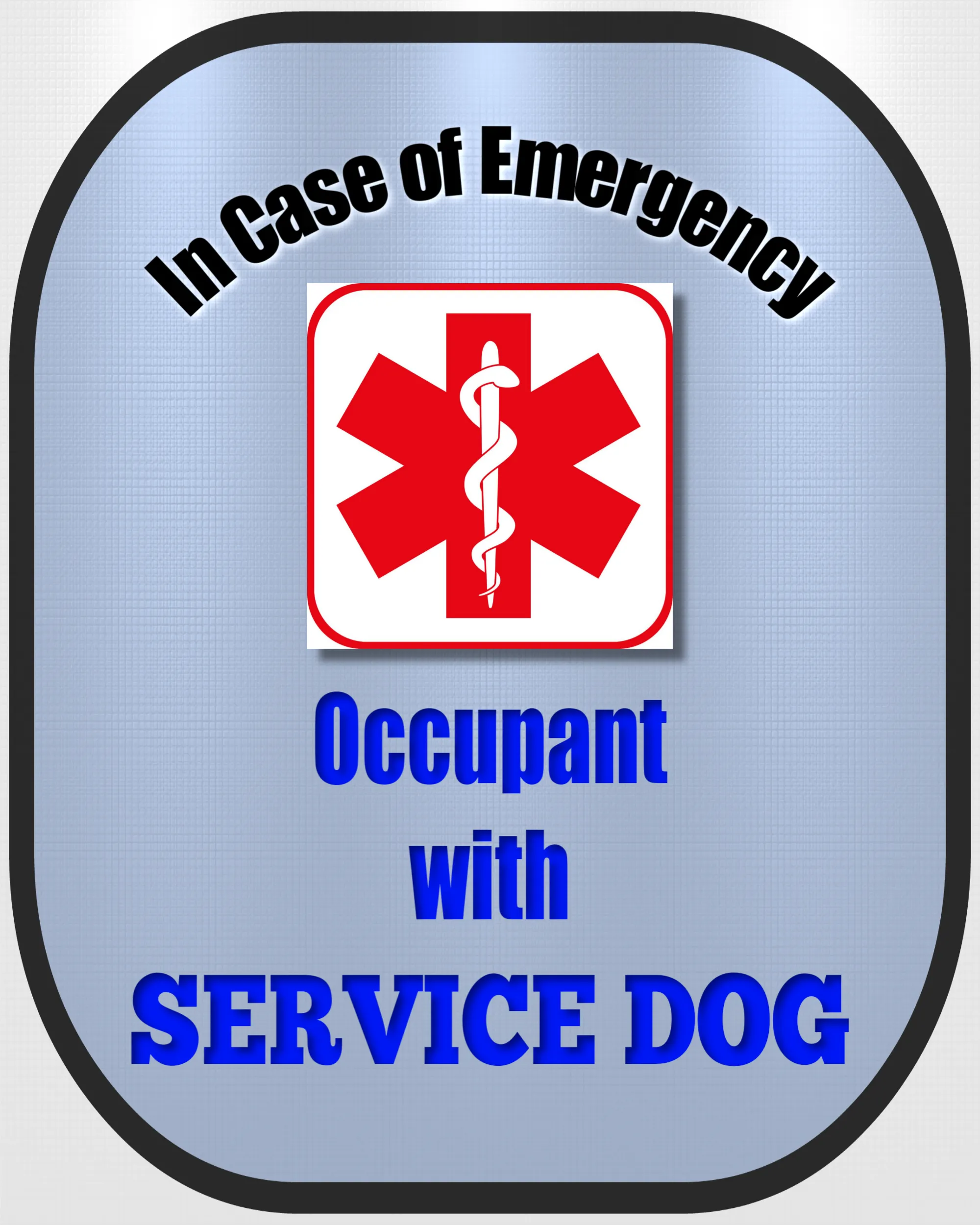 Service Dog Seat Belt Cover - Window Decal Set Medical Alert - Royal Blue