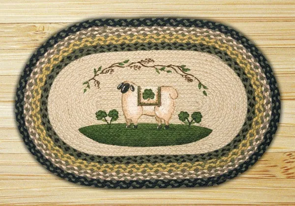 Sheep/Shamrock Oval Patch Rug