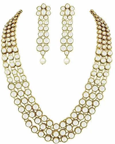 Shining Diva Traditional Jewellery Kundan Pearl Necklace Set with Earrings For Women