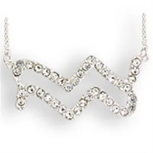 Silver Brass Chain Pendant with Top Grade Crystal in Clear for Women Style SNK09