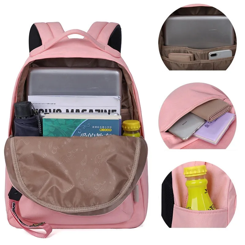 Simple Black Backpack Girls Kids Daypack Students Basic Bookbags