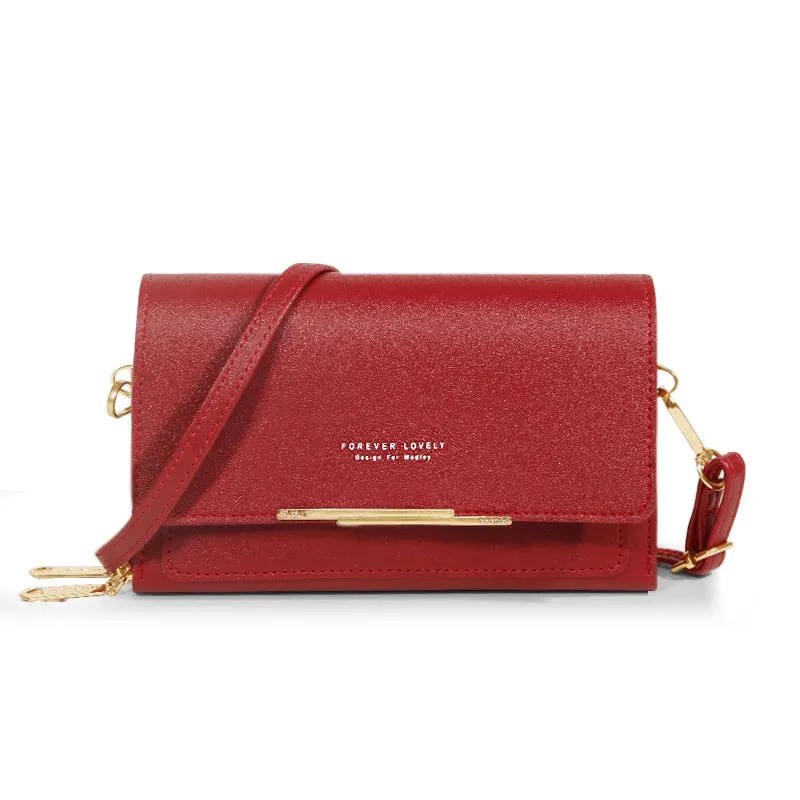 Sleek Maroon Multi-Pocket Crossbody Bag
