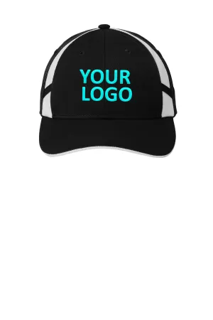 Sport-Tek Dry Zone Customized Mesh Inset Caps, Black/White