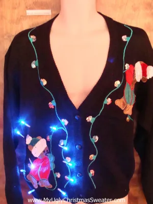 Teddy Bears Decorating Cute Christmas Sweater with Lights