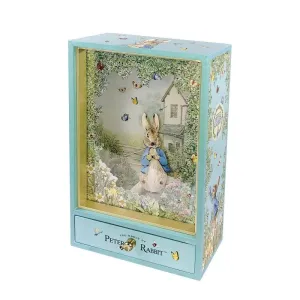 Traditional Music Box: Peter Rabbit Dancing (with drawer) - Garden