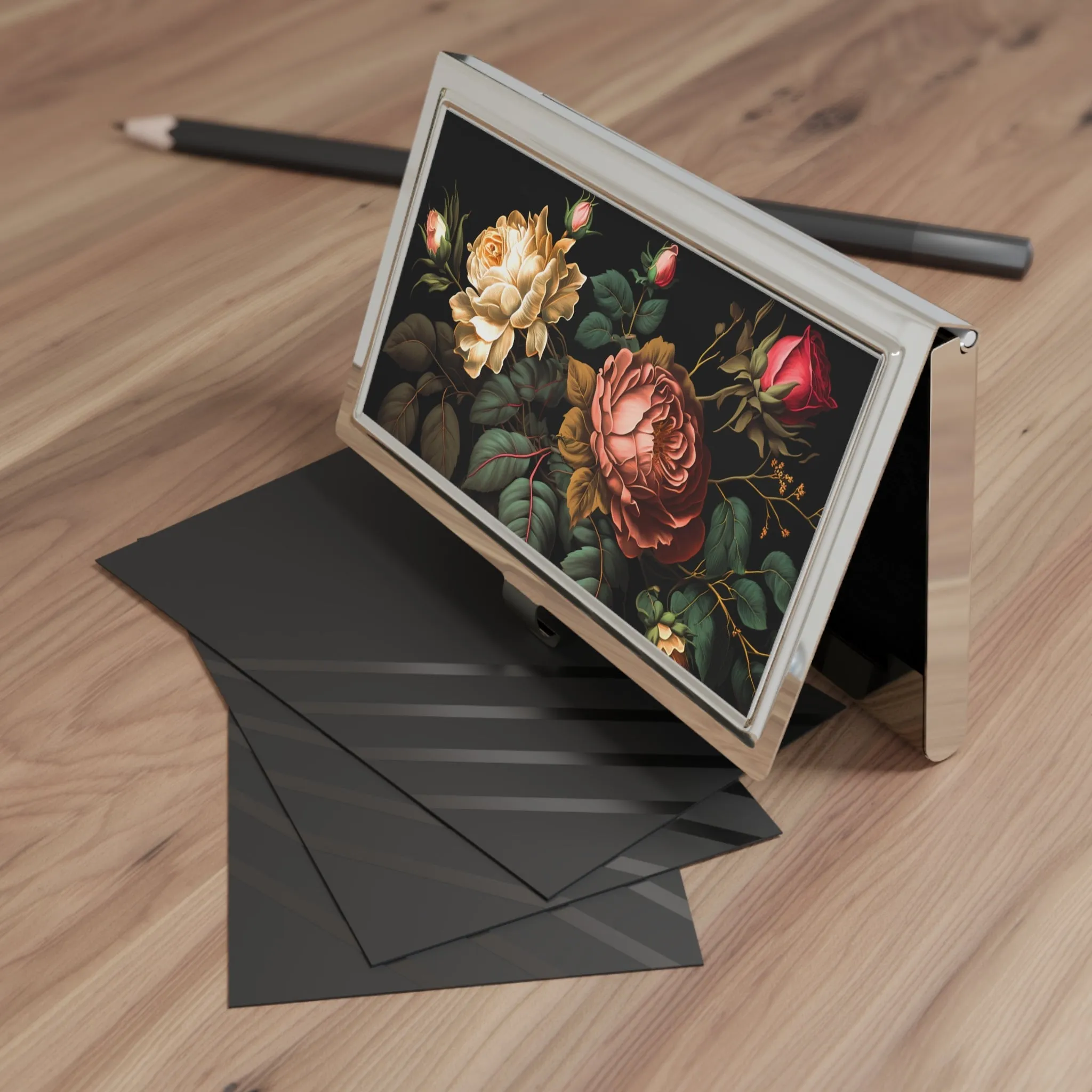 Vintage Victorian Roses Business Card Holder