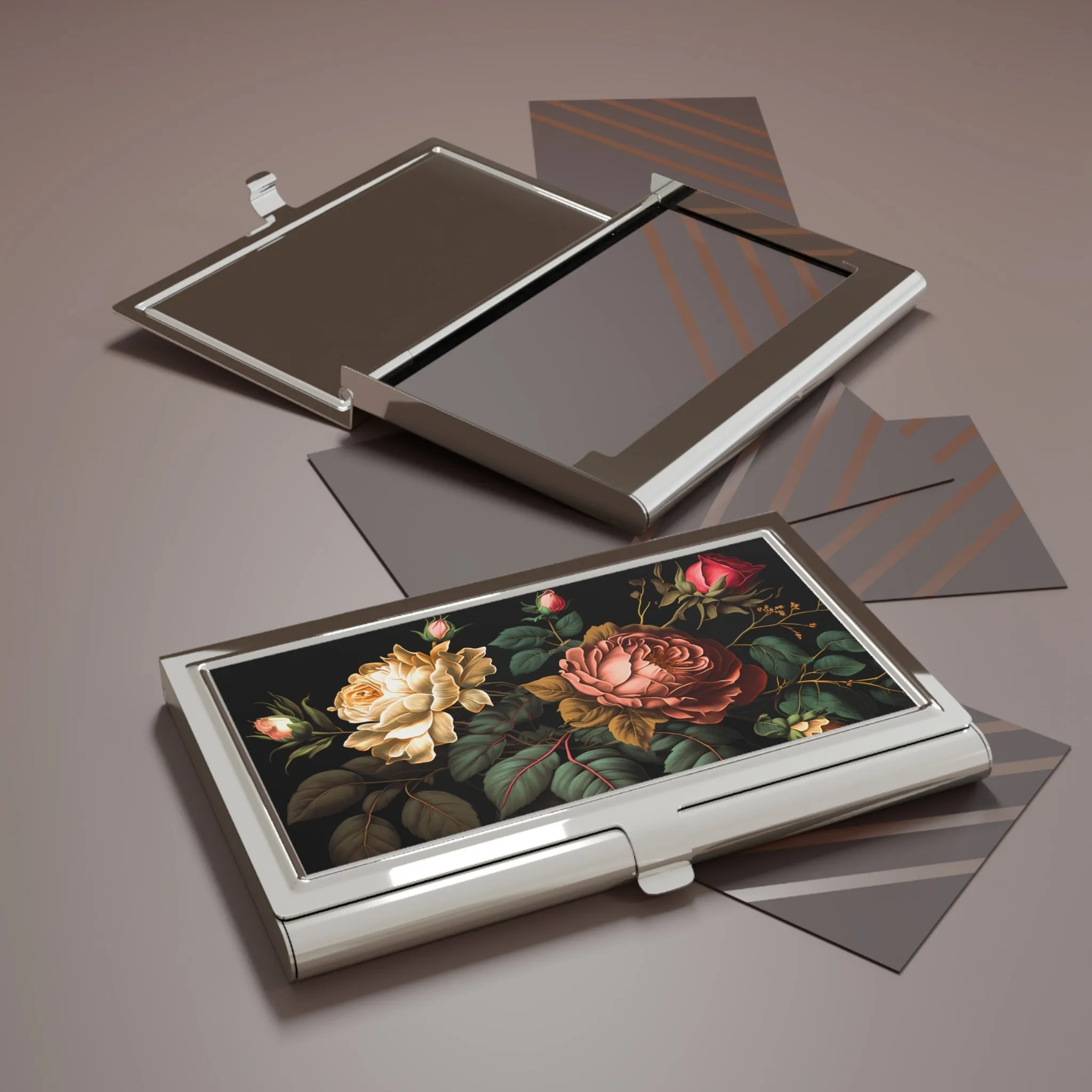 Vintage Victorian Roses Business Card Holder