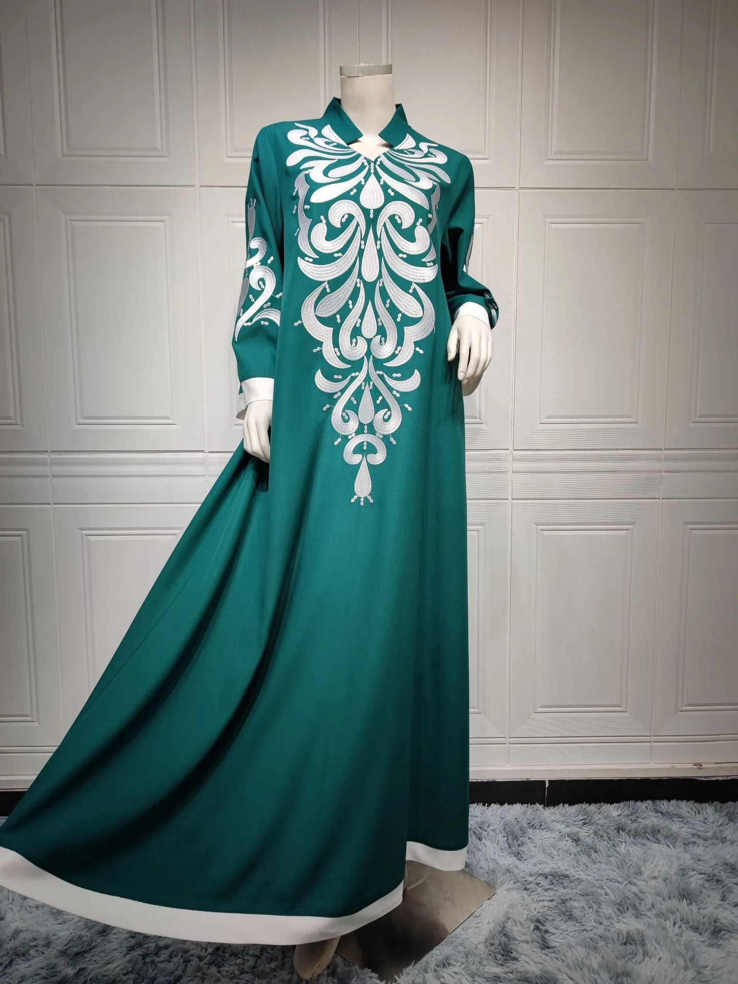 Wjczt Ramadan Dubai Robe Femme Abaya Tranditional Festival Patchwork Dress Embroidered Style Long Muslim Skrit Plus Size Hijab Turkey